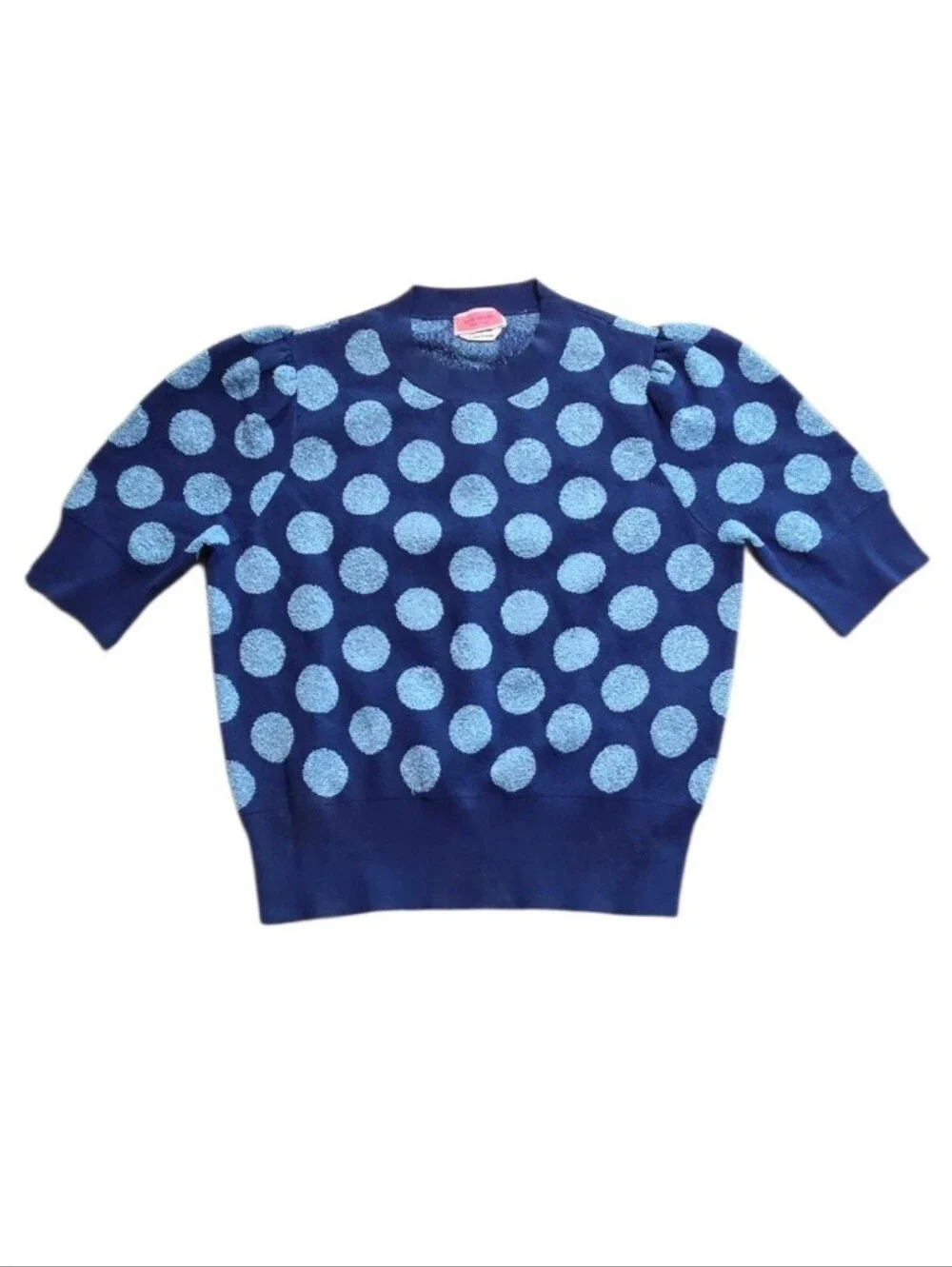 Kate Spade Seaside Dot Sweater Small River Blue Metallic Polka Dot Knit Pullover